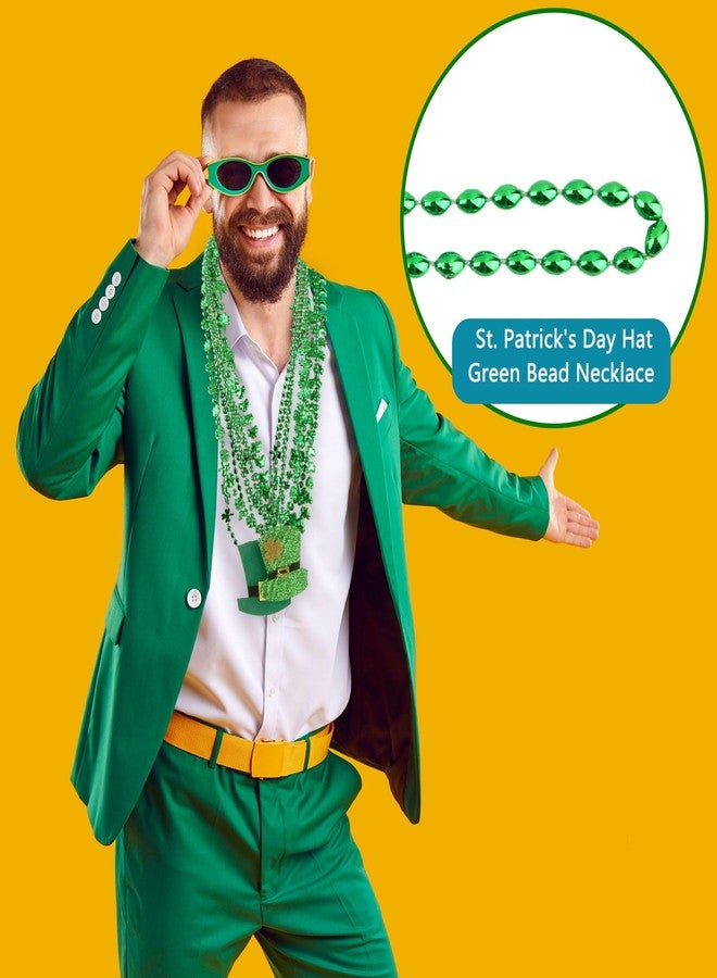 Haconba 48 Pcs St Patricks Day Necklace Shamrock Decor Bead Necklace Green Hat Necklace Irish Clover Necklace for Kids Adults St Patricks Day Irish Party Supplies - Image 3